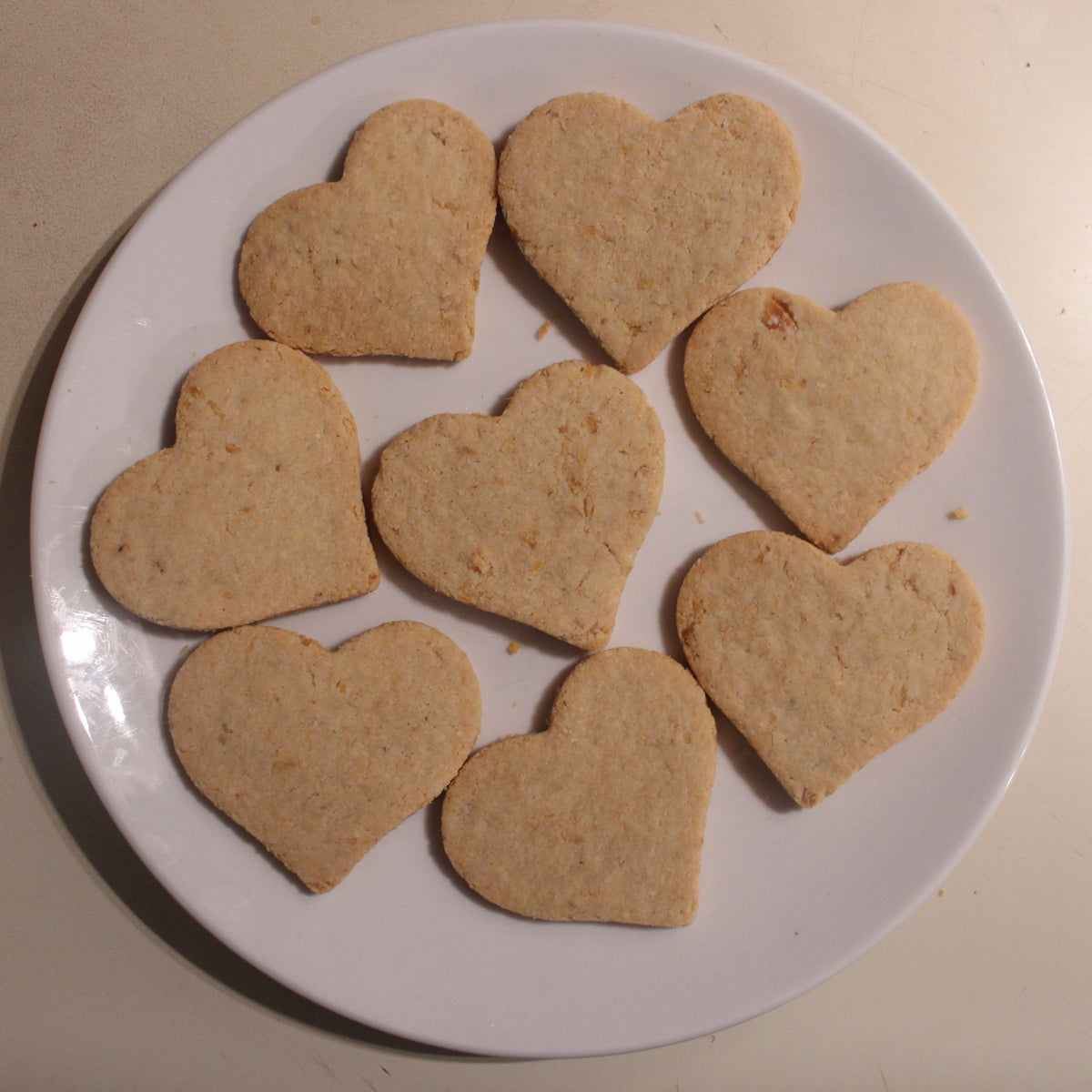 Heart-shaped cookies on a white plate