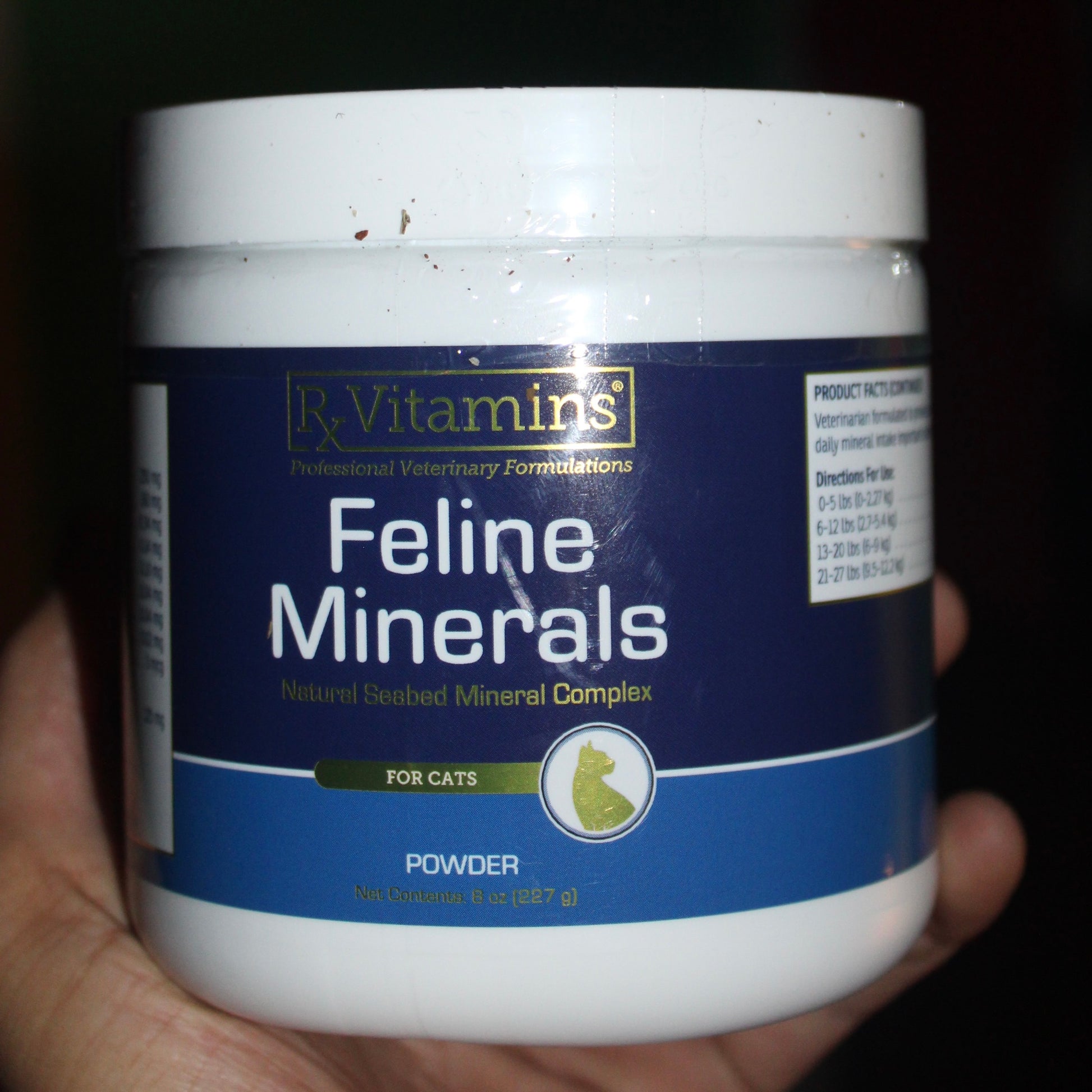 feline minerals supplement container