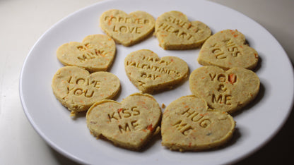heart shaped dog treats with valentine's day sayings